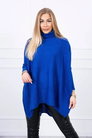 Turtleneck sweater and side slits purple blue