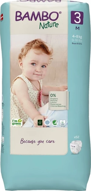 BAMBO Nature Pleny jednorázové 3 M (4-8 kg) 52 ks