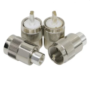 2pcs Connector UHF Male PL259 Plug Solder RG5 RG6 5D-FB LMR300 Cable Silver Adaptor