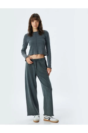 Koton Wide Leg Tracksuit Trousers Cotton Faded Effect