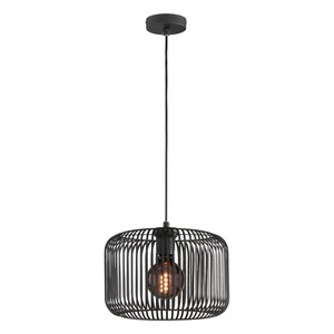 Czarna lampa wisząca z metalowym kloszem ø 30 cm Cage – Fischer & Honsel