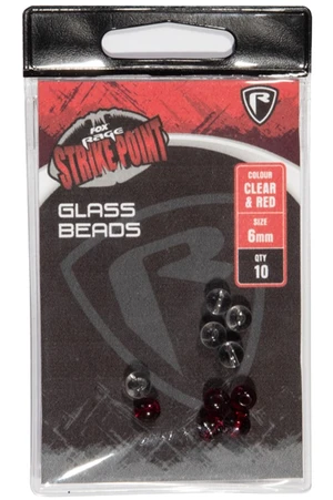 Fox rage sklenené korálky strike point clear and red glass beads 6 mm 10 ks