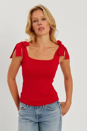 Cool & Sexy Women's Red Knitwear Blouse YV236