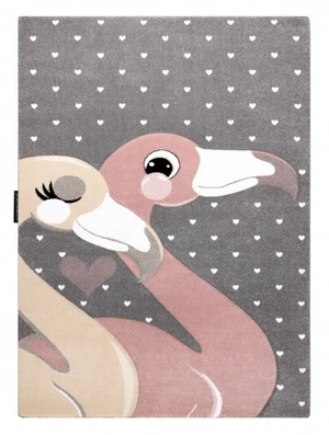 Dětský kusový koberec Petit Flamingos hearts grey-140x190