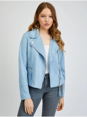 Orsay Light blue women's leatherette jacket in suede finish - Women