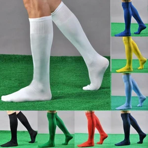 Hirigin Cool Mens Socks Sport football Soccer Long Socks Near Knee High Sock Baseball Hockey Y White Yellow Blue Socks