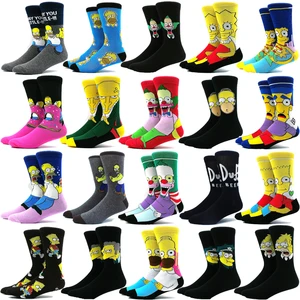 Simpsons Cartoon Anime Funny Socks Men Hip Hop Print Novelty Crazy Sokken Hip Hop Unisex Comfortable Skateboard Happy Meias