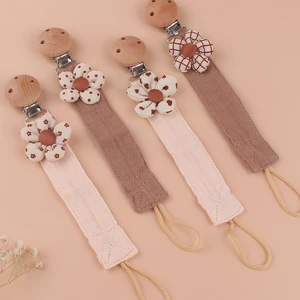 Baby Pacifier Clip Cloth Flower Chain Infant Soft Pacifiers Holder Chain Teether Nipple Dummy Clips Newborn Safe Teething Chain