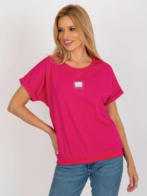 Everyday fuchsia blouse with rhinestone application