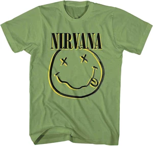 Nirvana Camiseta de manga corta Inverse Happy Face Unisex Verde L