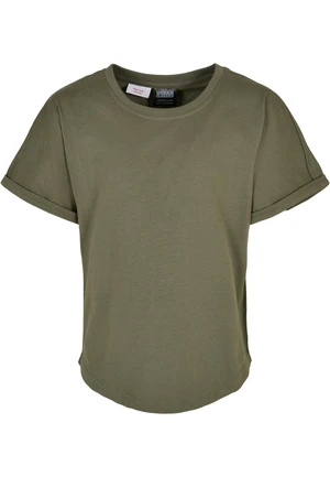 Boys Long Shaped Turnup Olive Tee