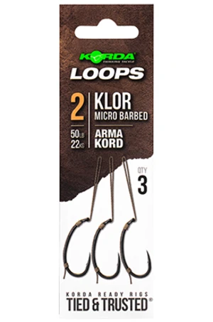 Korda hotové montáže loop rigs klor - háček 2 nosnost 50 lb