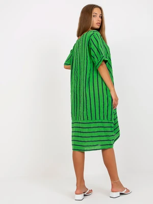 Green oversize midi dress with short sleeves