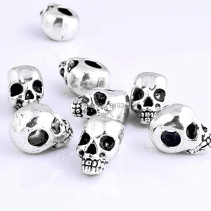 Free shipping! 20pcs/lot antique skull charm spacer beads findings 15x10mm b0002