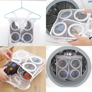 Washing Mesh Bag Shoes Laundry Net Hanging Wash Bag Sneaker Shoes Boot Cleaner Bag Protect Wash Machine Household Accessory