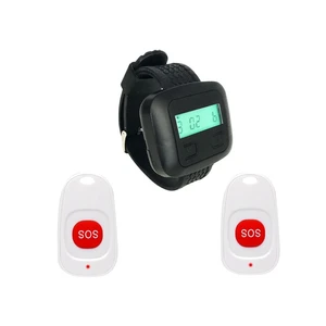 Wireless Calling System 1 Wrist Watch Receiver +2 SOS Emergency Buttons White For Hospital Clinic Nurse Home