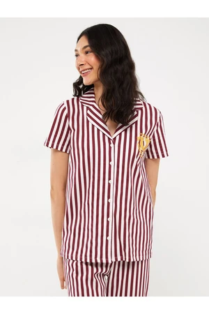 LC Waikiki Shirt Collar Striped Short Sleeve Women's Pajama Set