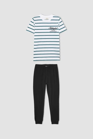 DEFACTO Boys' Striped Short Sleeve Pajamas Set