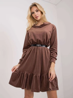 Brown velour dress with belt Casablanca