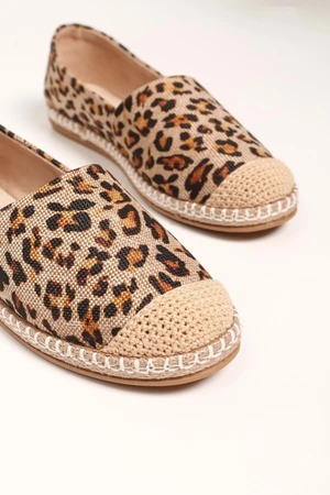 Shoeberry Women's Yurry Leopard Linen Espadrilles