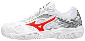 Juniorská tenisová obuv Mizuno  Breakshot 3 CC White/IgnititonRed  EUR 32,5