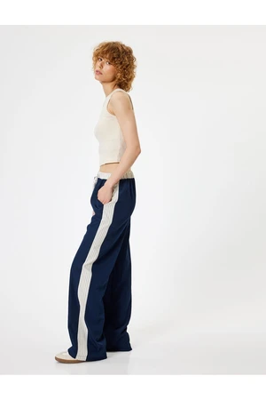 Koton Parachute Trousers with Lace Waist Wide Leg Pocket Detail