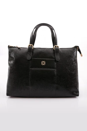 DGN 147 Women's Shoulder and Handbag Black Crinkle Matte