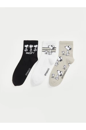 LC Waikiki 3-Pack Snoopy Women's Printed Crew Neck Socks