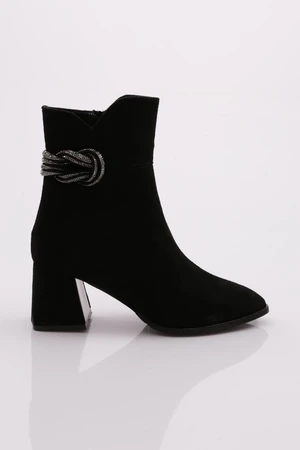 DGN 23121 Women's Heeled Boots Black Suede