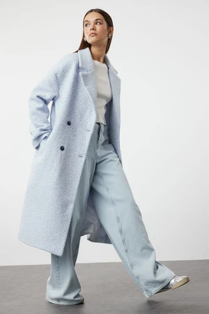 Trendyol Baby Blue Oversize Wide Cut Plush Coat