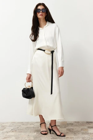 Trendyol Cream Satin Woven Skirt