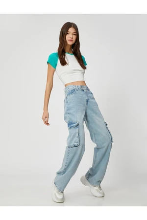 Koton Cargo Jeans egyenes farmer zseb részletes egyenes láb - Nora Jean