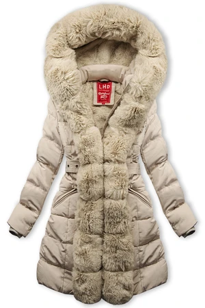 Gefüttert Winterjacke mit Gürtel Beige