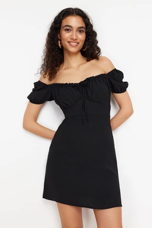 Trendyol Black Plain Bodycone Crepe Mini Woven Dress