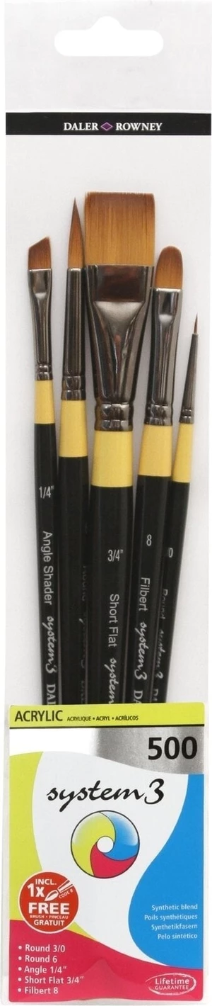 Daler Rowney System3 Acrylic Brush Synthetic Set pensule 1 buc