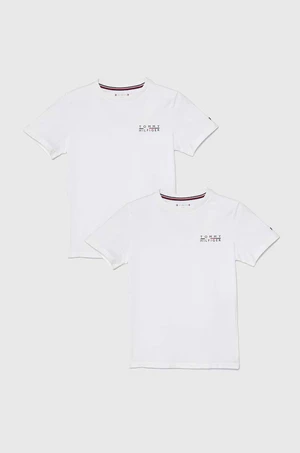 Dětské bavlněné tričko Tommy Hilfiger 2-pack bílá barva