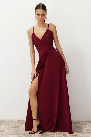 Trendyol Burgundy Woven Long Elegant Evening Dress