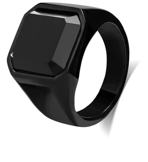 Troli Masívny prsteň s čiernym kryštálom 57 mm