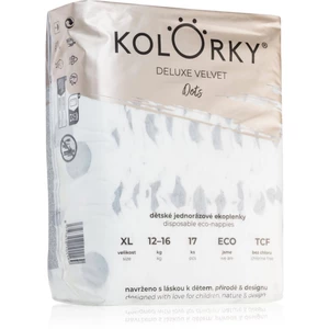 Kolorky Deluxe Velvet Dots jednorazové EKO plienky veľkosť XL 12-16 kg 17 ks