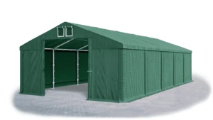 Garážový stan 8x8x4m střecha PVC 560g/m2 boky PVC 500g/m2 konstrukce ZIMA Zelená Zelená Zelené