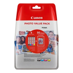 Canon CLI-571 0386C006 Bk+C+M+Y multipack originálna cartridge + fotopapier 50x (10x15)