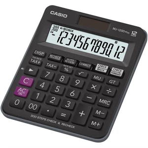Kalkulačka Casio MJ-120D Plus čierna kalkulačka • výpočet DPH, marže a percent • odmocnina • kontrola 300 krokov výpočtu • automatické prechádzanie • 