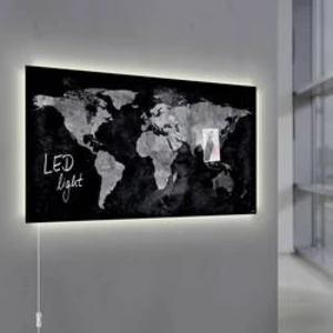 Sigel Artverum World Map LED Light GL409 magnetický skleněný stůl s LED osvětelním, (š x v) 91 cm x 46 cm, černá
