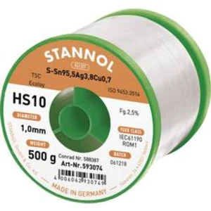 Cínová pájka PBF, Sn95Ag4Cu1, Ø 1 mm, 500 g, Stannol HS10 2510