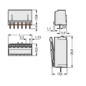 Konektor do DPS WAGO 2091-1306, 21.00 mm, pólů 6, rozteč 3.50 mm, 100 ks