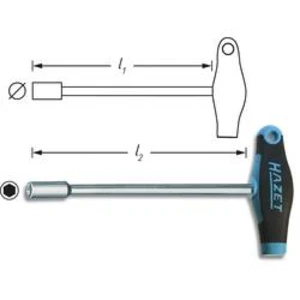 Dílna šroubovák s nástrčným klíčem vnější šestihran Hazet 428-7, čepel 230 mm, klíč 7 mm