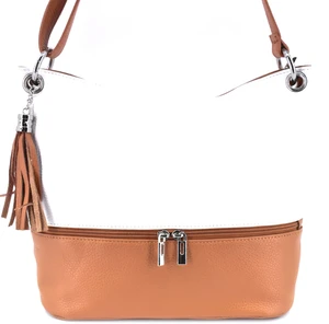 Dámská kožená kabelka crossbody Arteddy - světle hnědá/ bílá