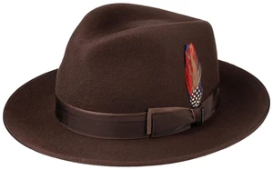 Stetson Fedora Stetson z vlnenej plsti - tmavo hnedá