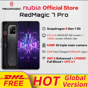 Global Version Nubia Redmagic 7 Pro 7pro Snapdragon 8 Gen 1 Octa Core 6.8 inchs 120Hz AMOLED 65W Quick Charging 64MP Cameras