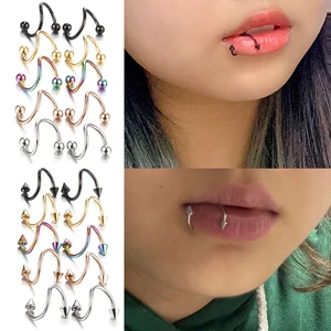 Unisex Sexy Hip Hop Ear Stud Body Piercing Ring Body Piercing Solid Color Personality Industrial Barbell Lip Ring Nose Ring